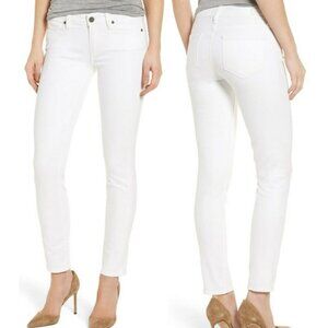 PAIGE Women's Skyline Ankle Peg Skinny Denim Jeans Optic White Size 26